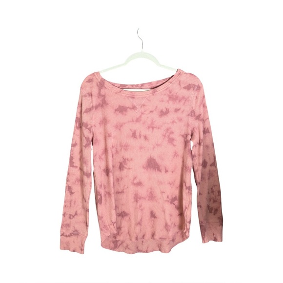 GAP Washed Rose Tie-Dye Thermal Top | Size Large | Ribbed Long Sleeve - Picture 1 of 11